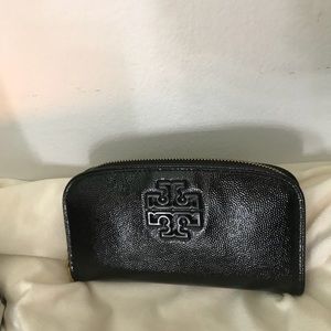 Black Glossy Leather Tory Burch Wallet